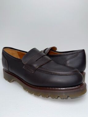 Vintage Dr. Martens England MIE Brown Greasy Leather Penny Loafers Shoes UK 7.5